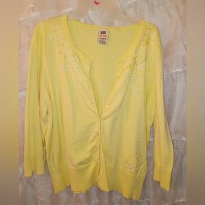 Yellow sparkle embroidered cardigan